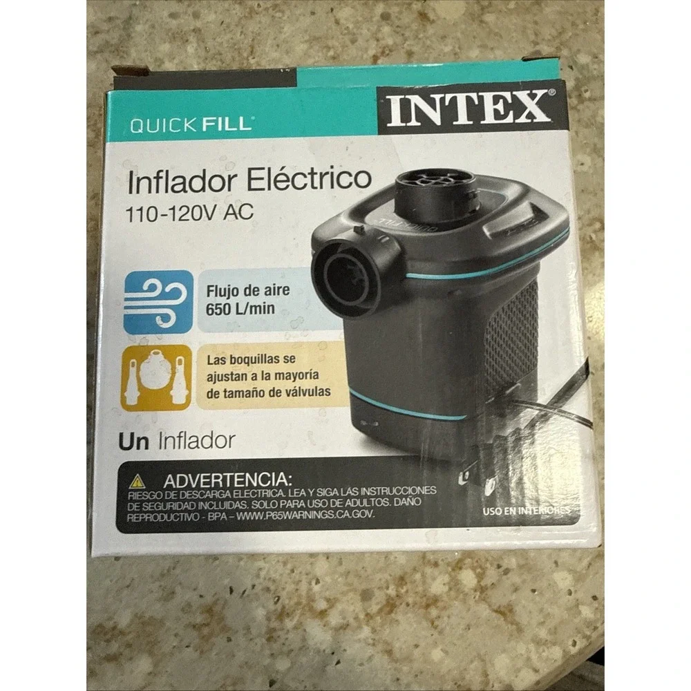 Intex 120V Quick Fill AC Electric Air Pump with‎ 3 Nozzles, Black Brand New