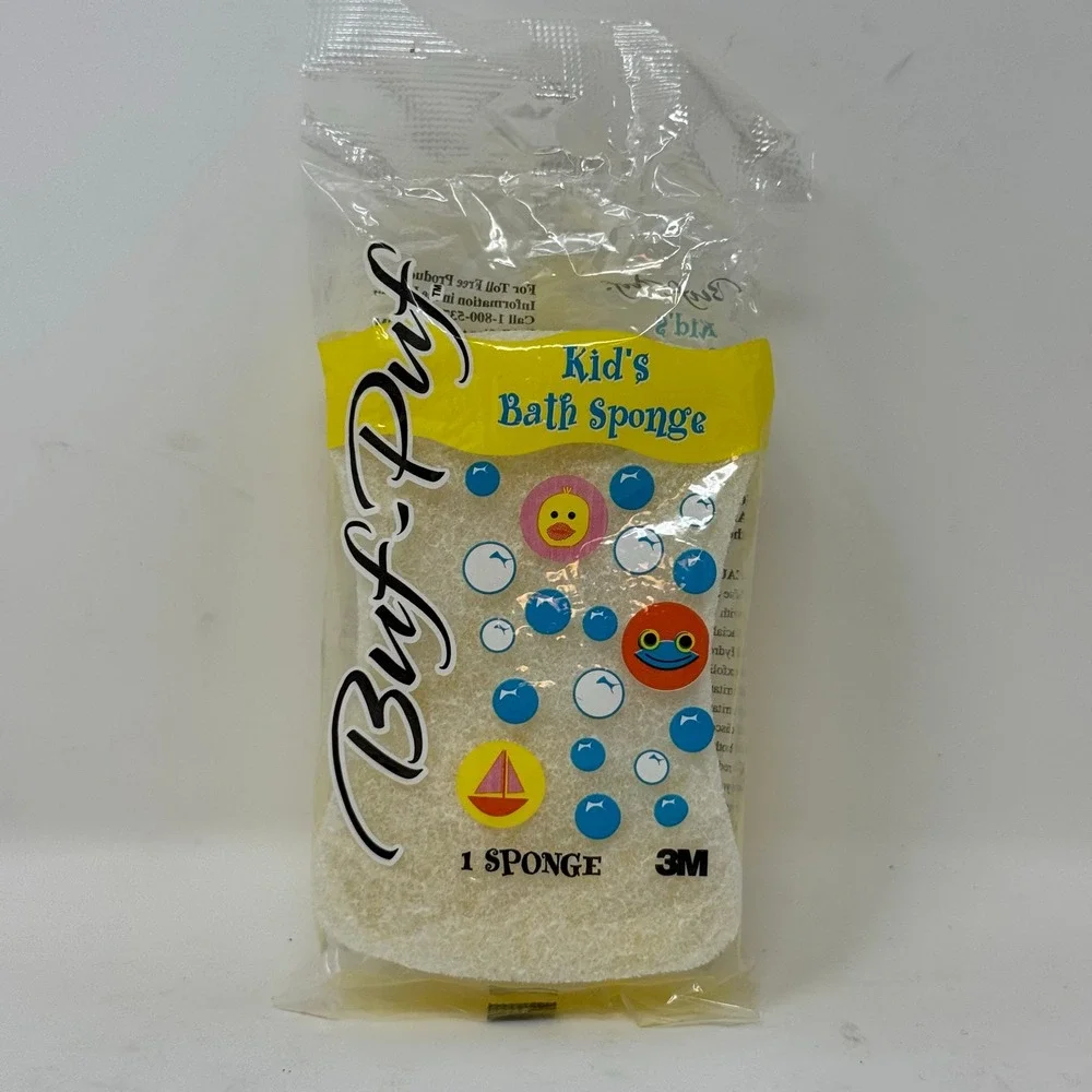 Buf Puff Kids Bath Sponge 1 Sponge Yellow‎ Duck Boat Frog Bubbles 3M 2003