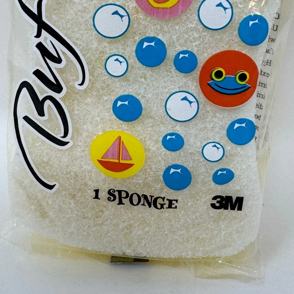 Buf Puff Kids Bath Sponge 1 Sponge Yellow‎ Duck Boat Frog Bubbles 3M 2003