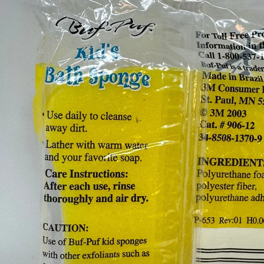 Buf Puff Kids Bath Sponge 1 Sponge Yellow‎ Duck Boat Frog Bubbles 3M 2003