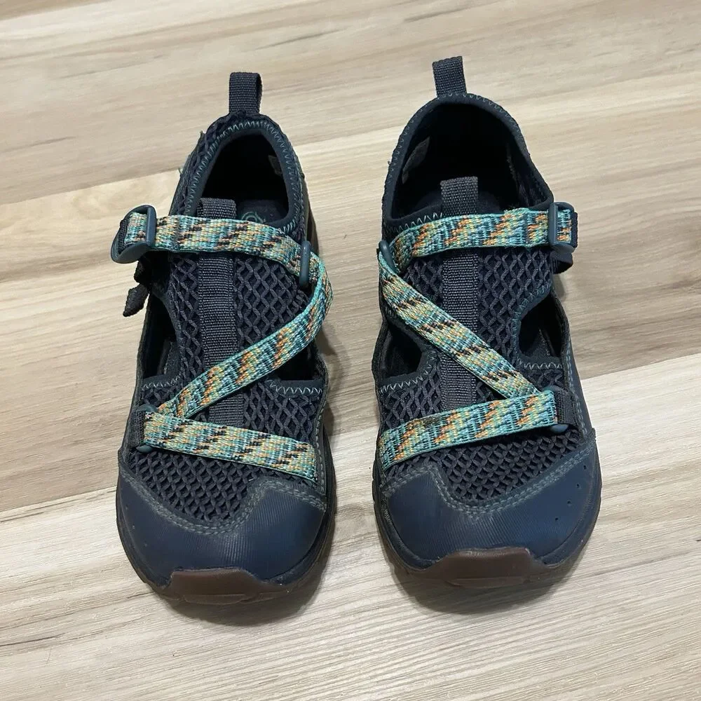 Chaco Odyssey Youth Water Sandals Kids Size 2 Navy Green Sport