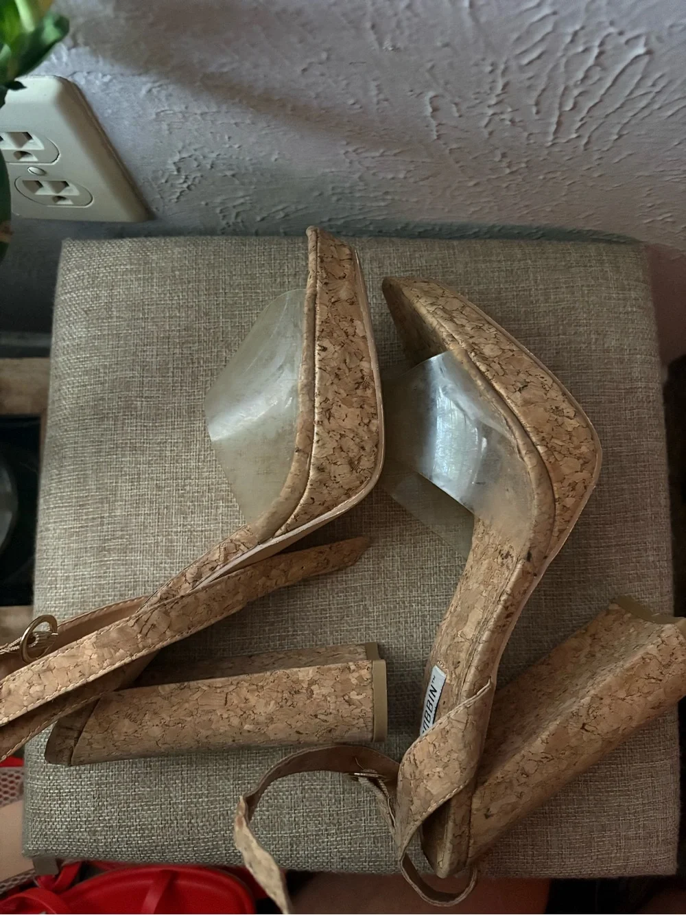 Cape Robbin Cork Platform Wedges with Clear Strap