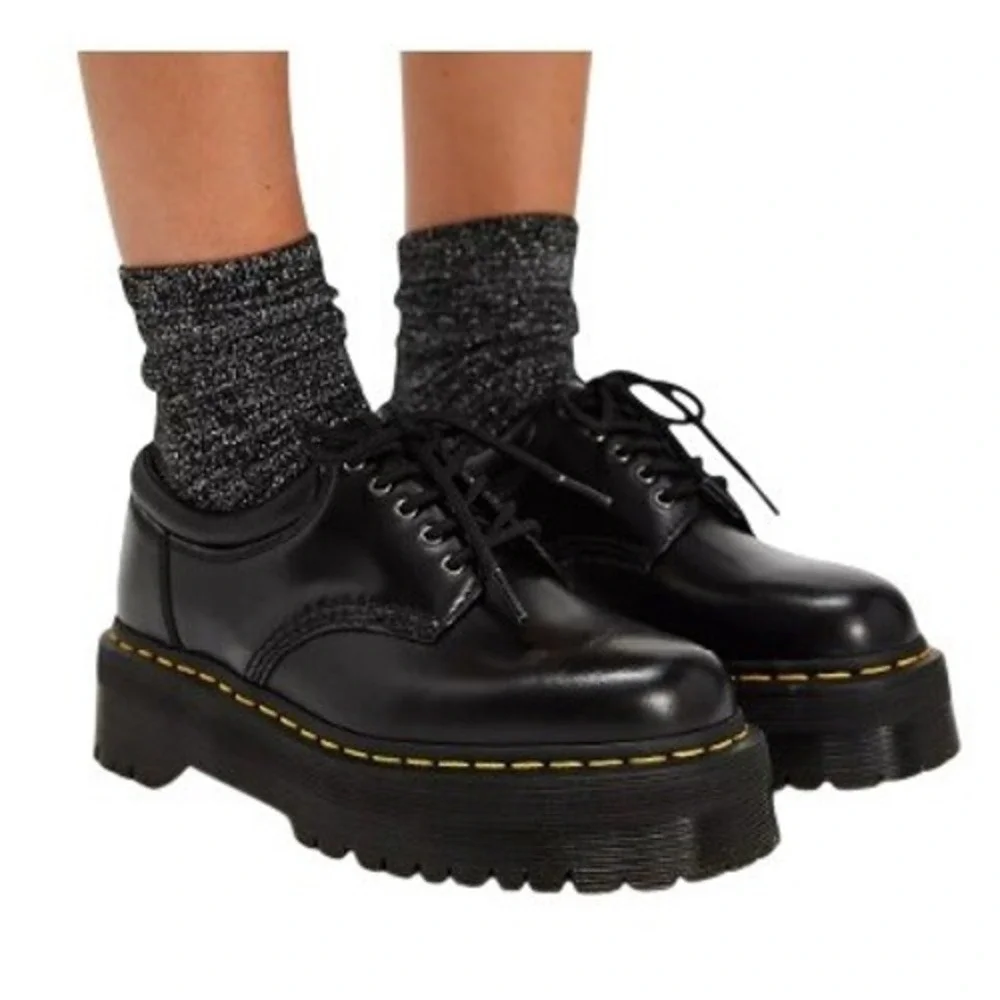 Free People M5/W6 Black Dr. Martens 8053‎ Quad Oxford Platform Loafers