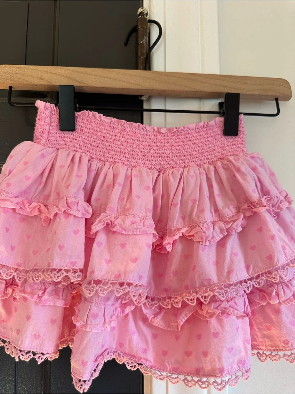 American Girl x LoveShackFancy Rosy Ruffles Billie Skirt Pink Hearts XS 6