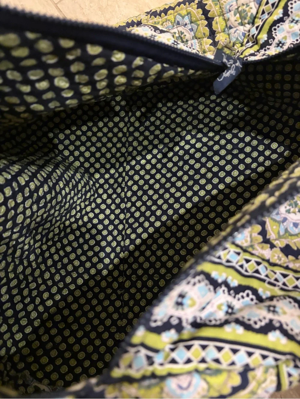 Vera Bradley Green Quilted Duffle Bag Floral Cotton Travel Carry On Women