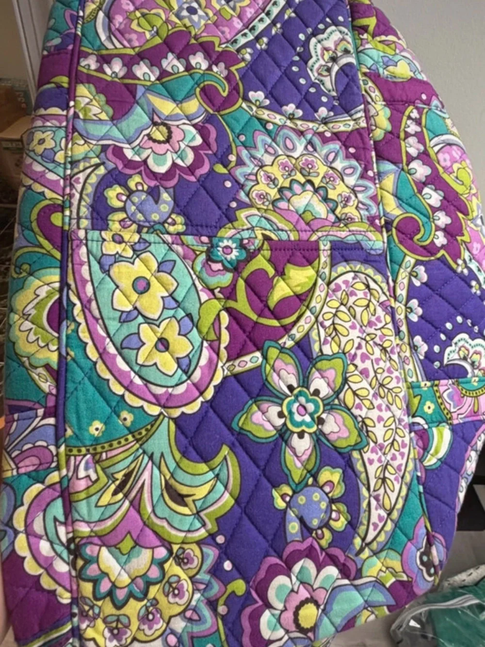Vera Bradley Quilted Paisley Tote in Purple and Teal