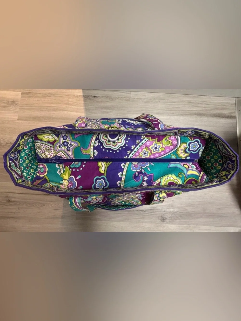 Vera Bradley Quilted Paisley Tote in Purple and Teal