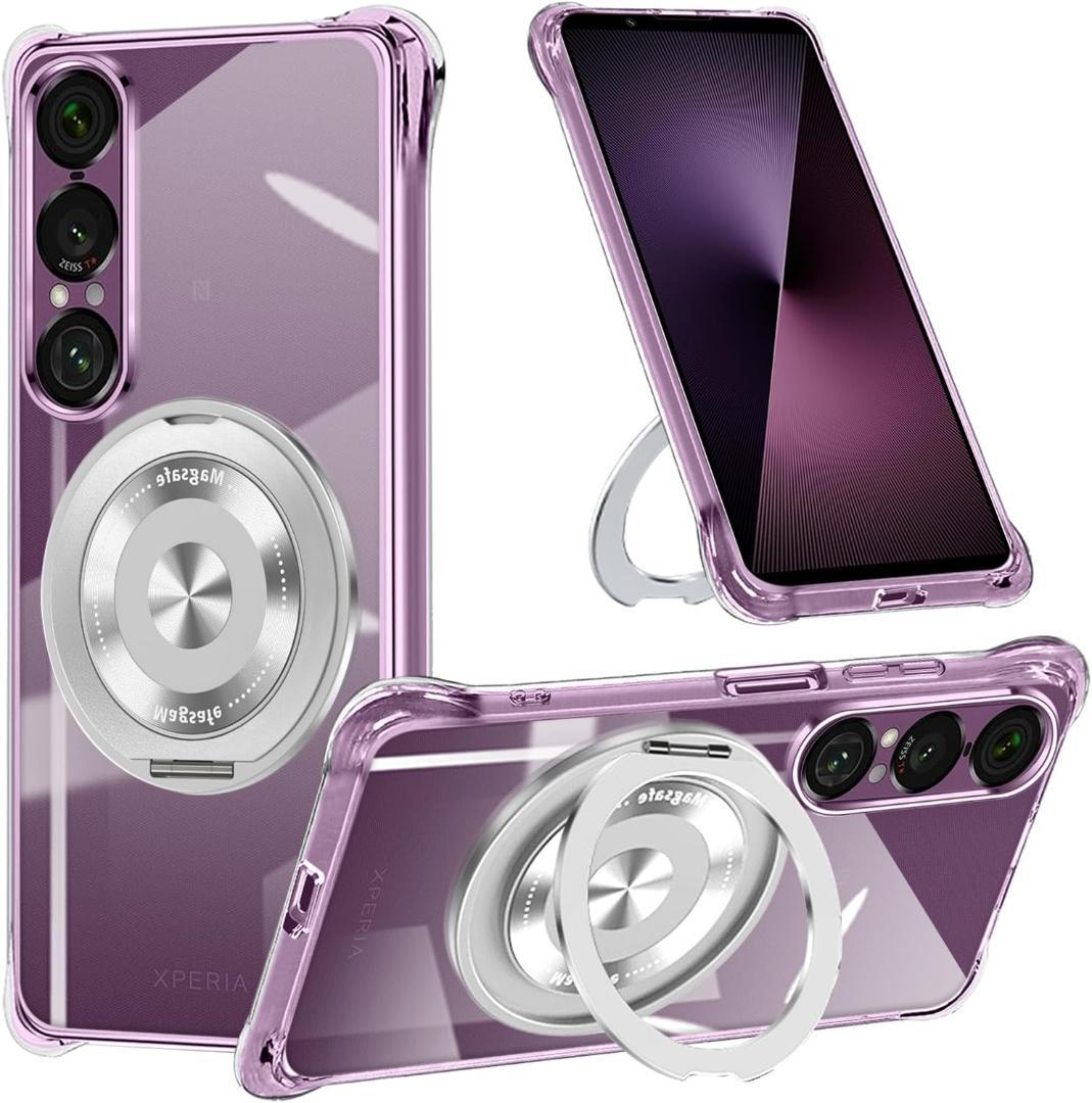 Xperia 1 VII Case, Clear, 360° Rotating Stand, with Magnet