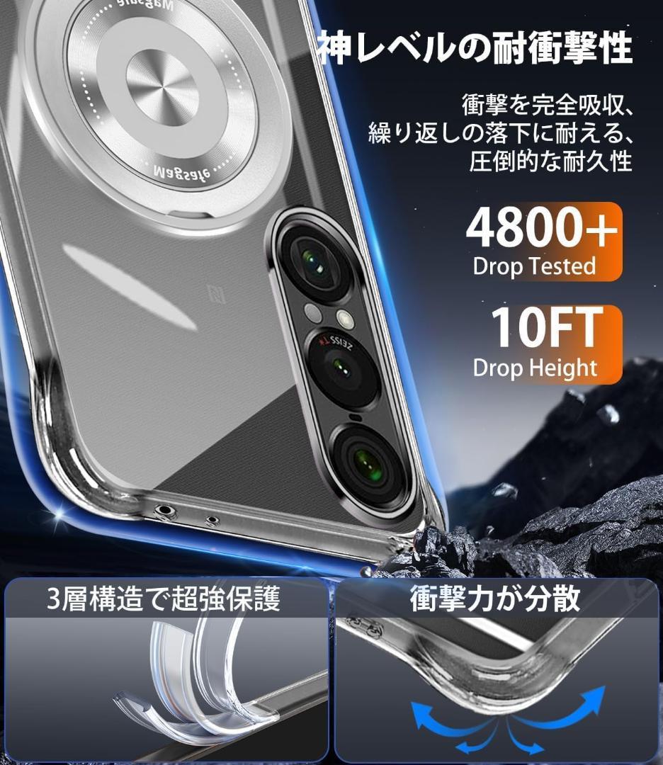 Xperia 1 VII Case, Clear, 360° Rotating Stand, with Magnet