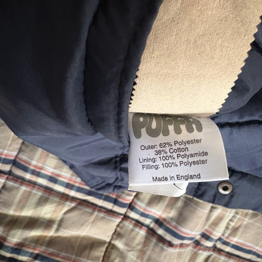PUFFA Reversible Padded Vest, Size M, Checkered x Navy, Made in England