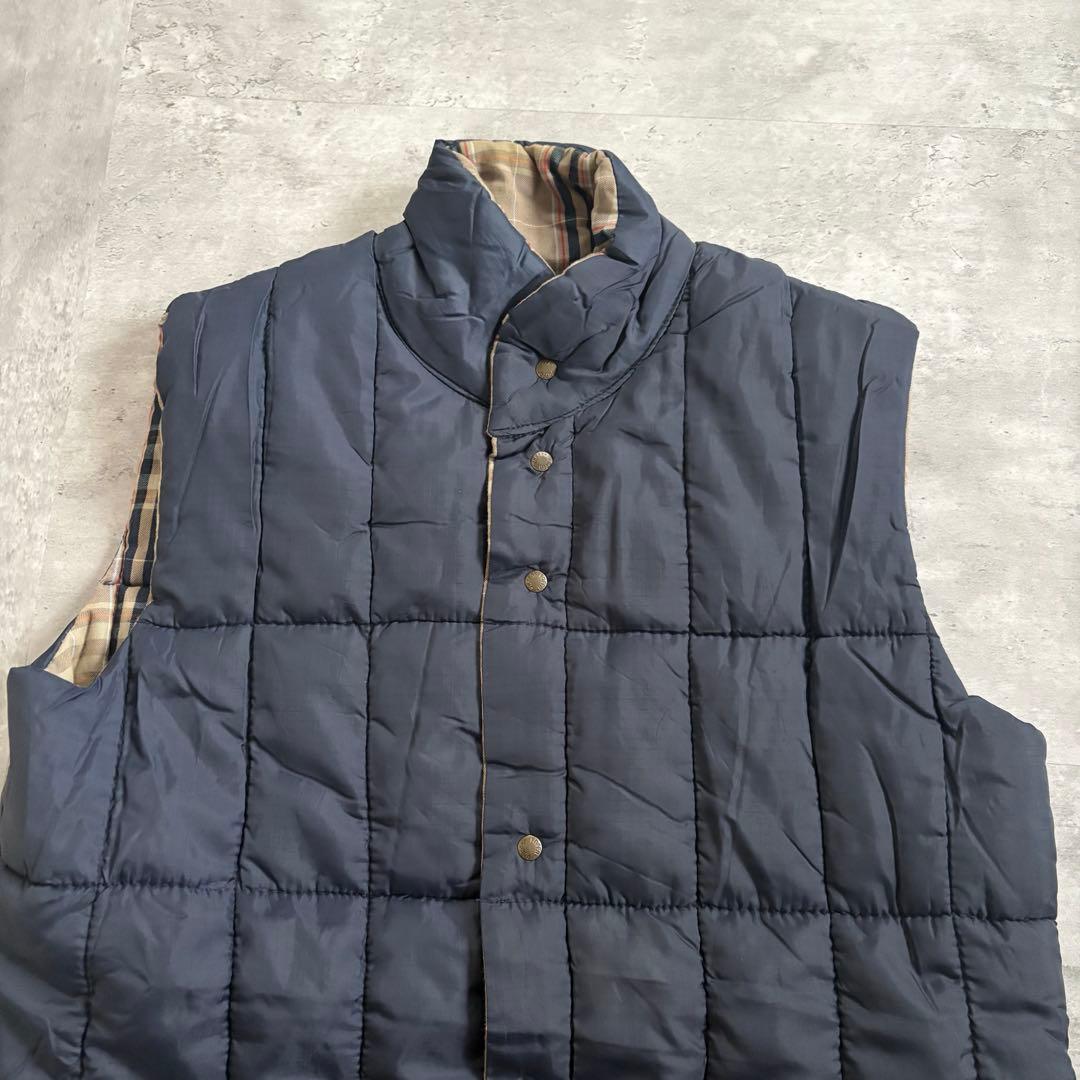 PUFFA Reversible Padded Vest, Size M, Checkered x Navy, Made in England
