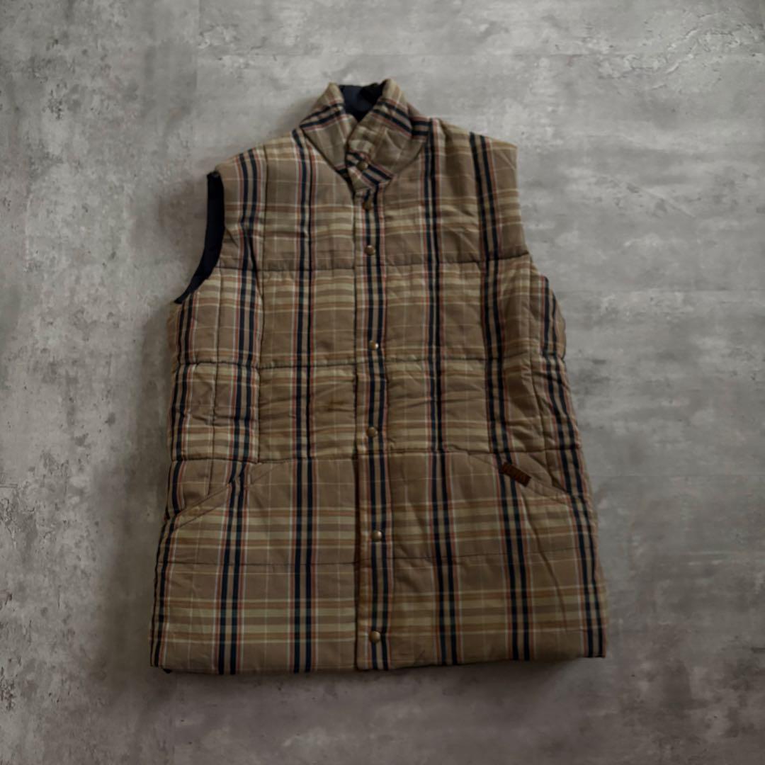 PUFFA Reversible Padded Vest, Size M, Checkered x Navy, Made in England