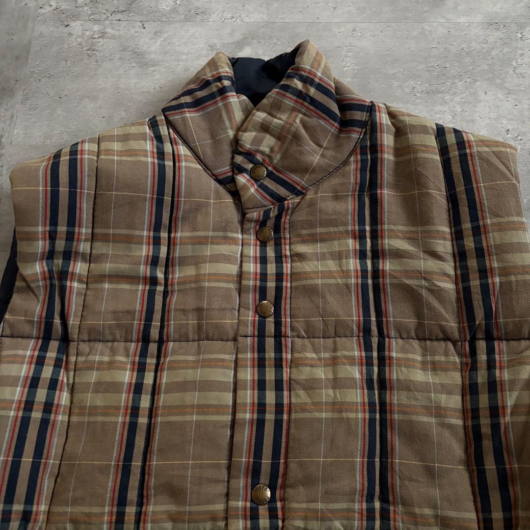 PUFFA Reversible Padded Vest, Size M, Checkered x Navy, Made in England