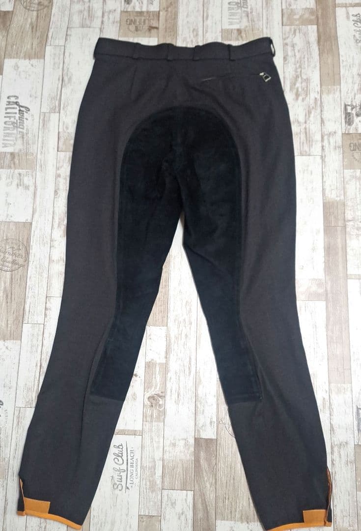 【Excellent Condition】HERMES Riding Pants M Black Suede Panel Stretch