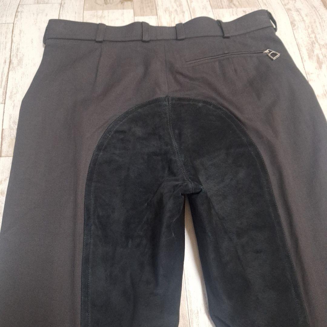 【Excellent Condition】HERMES Riding Pants M Black Suede Panel Stretch
