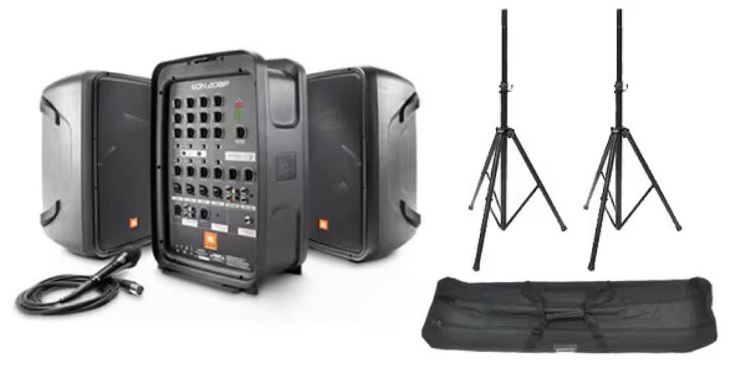 JBL EON208P + 2 Stands + Dedicated Bag + AKG Microphone