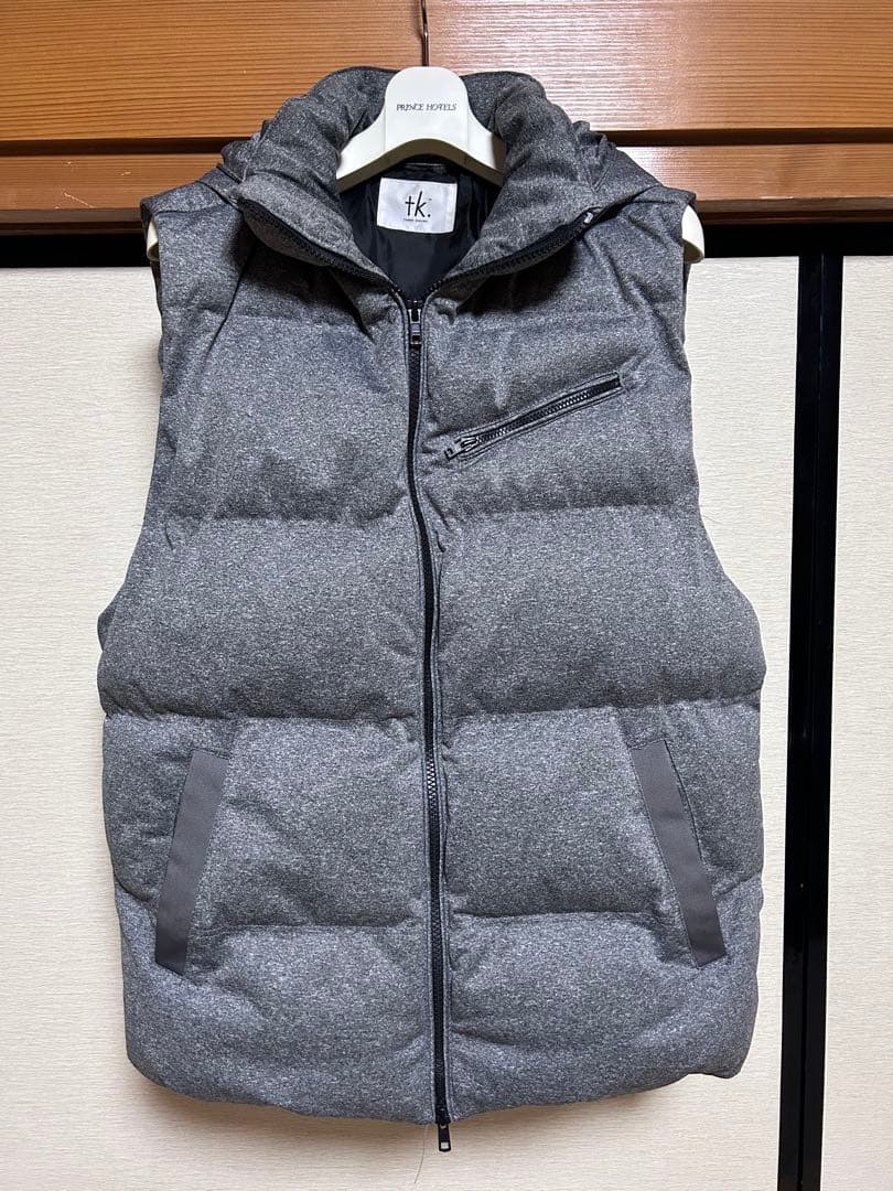 Hooded Down Vest, Gray