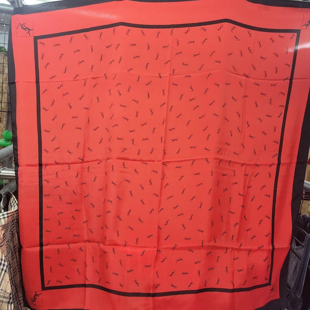 Yves Saint Laurent Logo Red Large Scarf