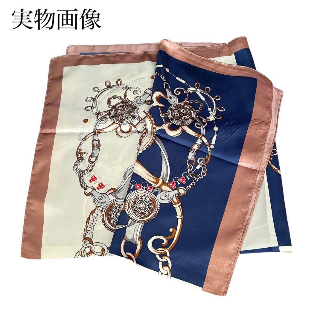 Large Scarf, Square, 90cm, Navy, Ivory, Silk-like, Elegant, Gorgeous, 6