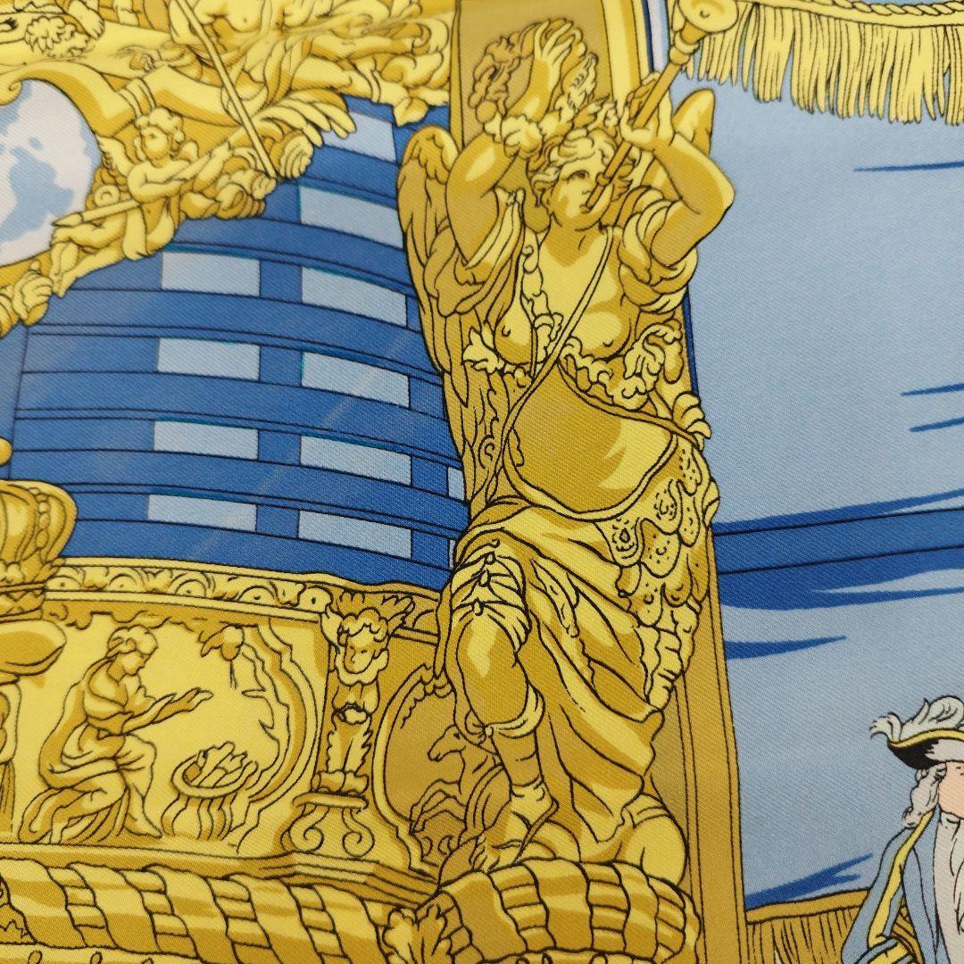 HERMES Hermes Carre 90 Scarf Coronation of the Queen Light Blue
