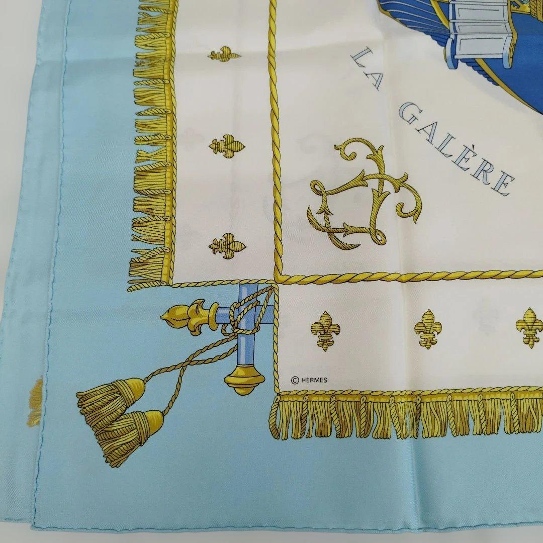 HERMES Hermes Carre 90 Scarf Coronation of the Queen Light Blue