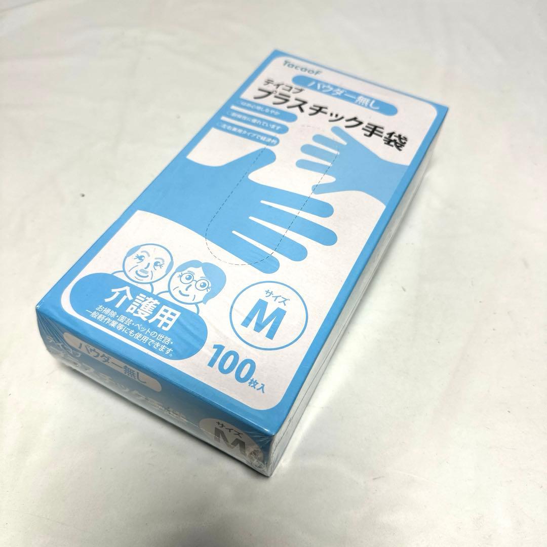 Kowa Seisakusho Teico Plus Plastic Gloves, 100 Count, Size M
