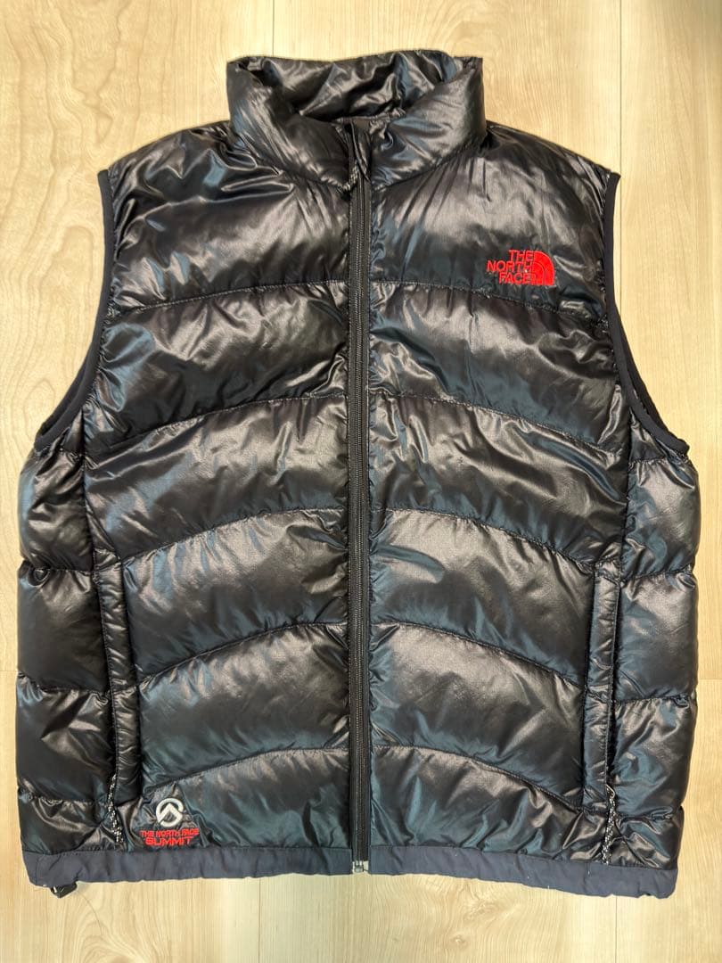 THE NORTH FACE Down Vest Black Logo Embroidery Lightweight L Size