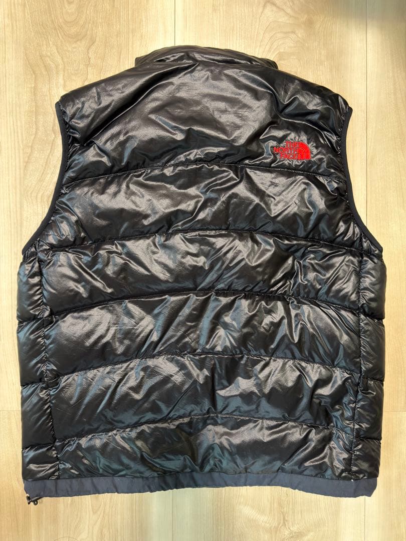 THE NORTH FACE Down Vest Black Logo Embroidery Lightweight L Size