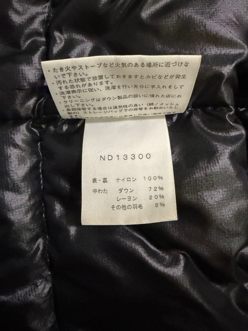 THE NORTH FACE Down Vest Black Logo Embroidery Lightweight L Size