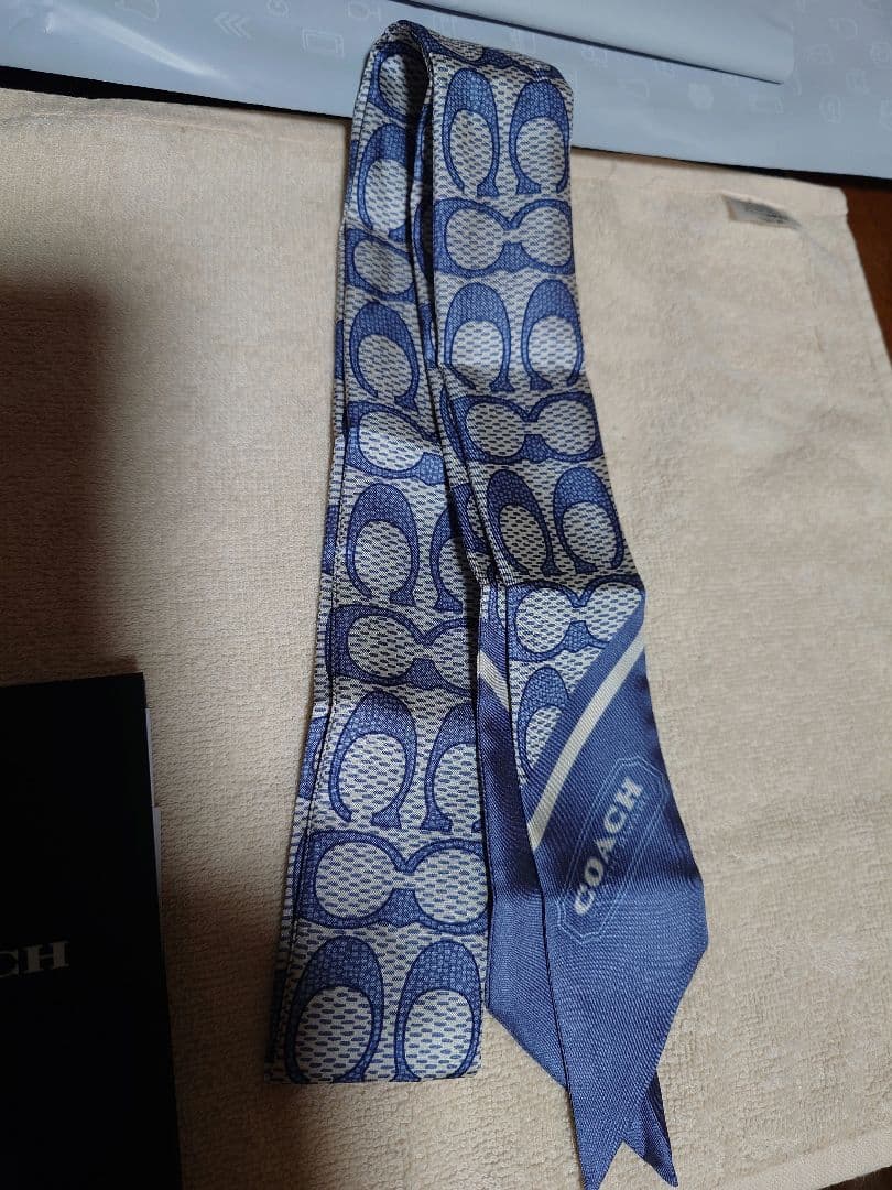COACH Navy Blue Logo Scarf