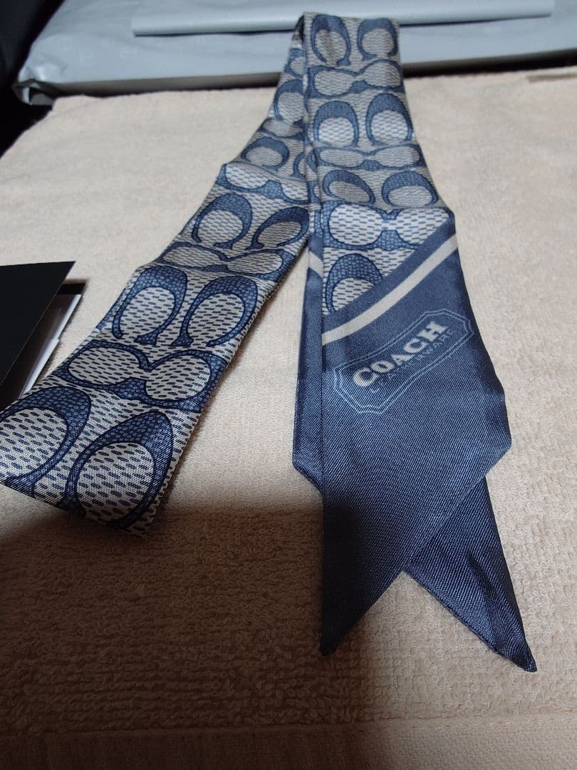 COACH Navy Blue Logo Scarf