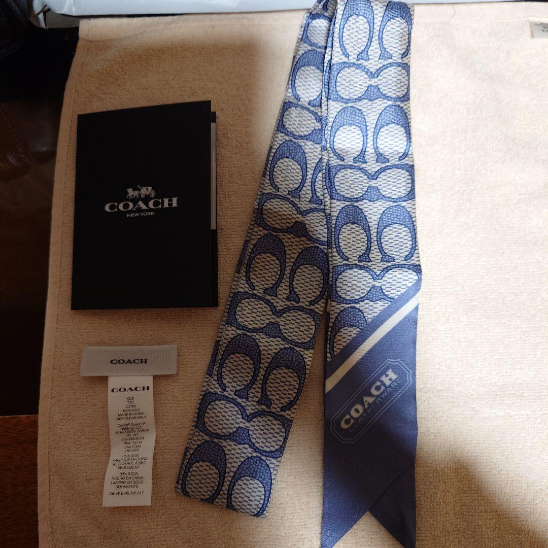 COACH Navy Blue Logo Scarf