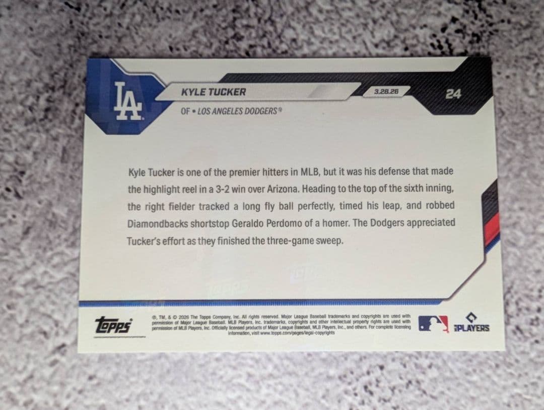 【Limited to 896 pieces】Kyle Tucker Topps Now Dodgers HR Heist