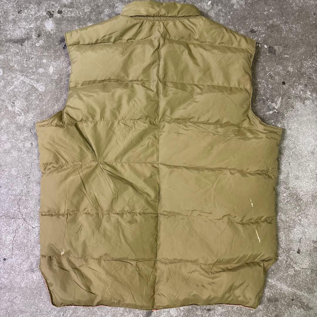 80s Vintage Down Vest, Reversible Olive x Orange, Padded Vest