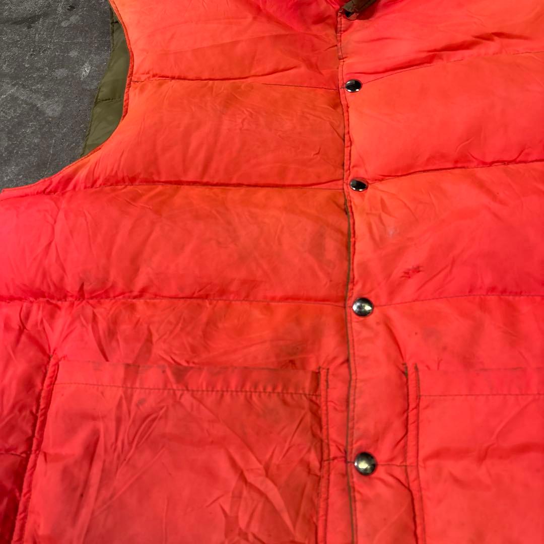 80s Vintage Down Vest, Reversible Olive x Orange, Padded Vest
