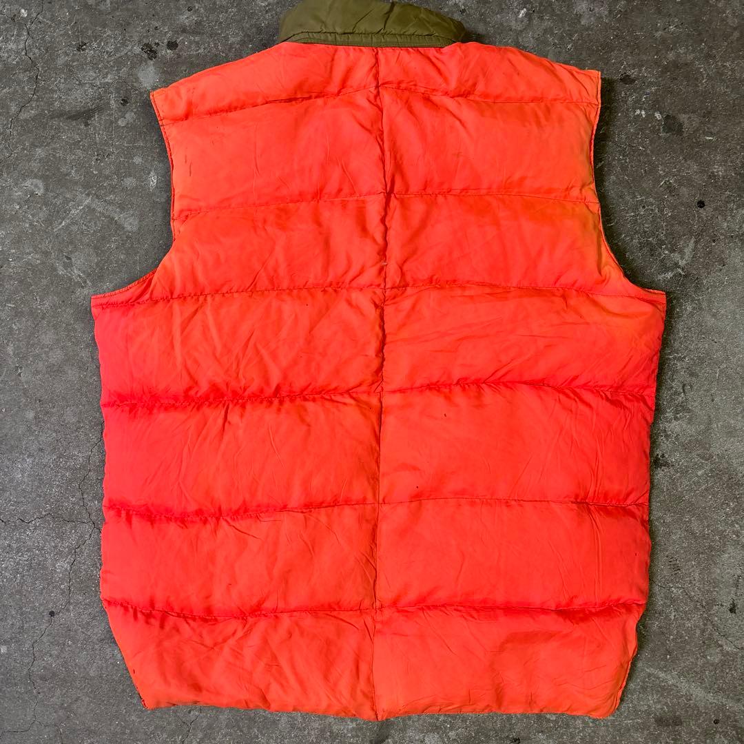 80s Vintage Down Vest, Reversible Olive x Orange, Padded Vest