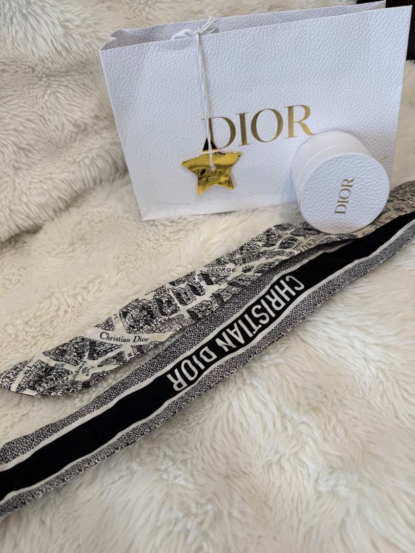 Christian Dior Logo Scarf - Black & White