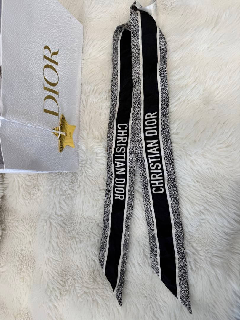 Christian Dior Logo Scarf - Black & White